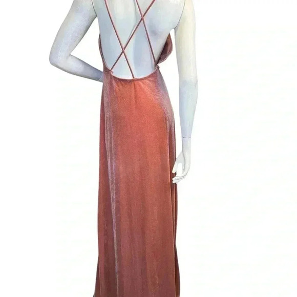 Lulus whimsical romance pink velvet faux-wrap maxi dress slits size medium.#67 - Picture 9 of 12